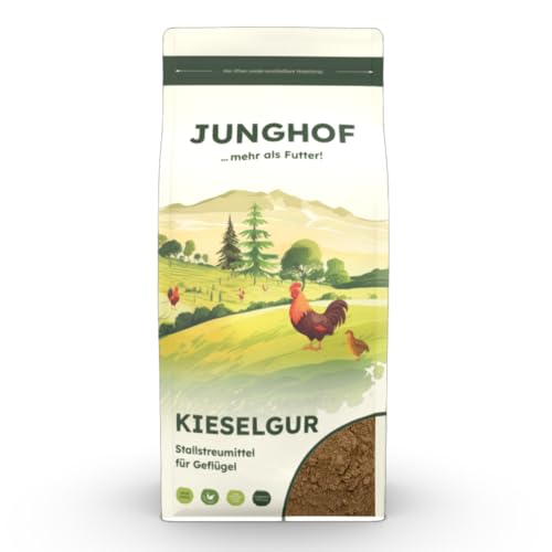 Junghof KIESELGUR Stallstreumittel | 1,5 kg | Für eine gesunde Stallhygiene | Zur Verwendung im Hühnerstall und zur Schädlingsreduzierung | Zur Anwendung im Staubbad geeignet von Junghof