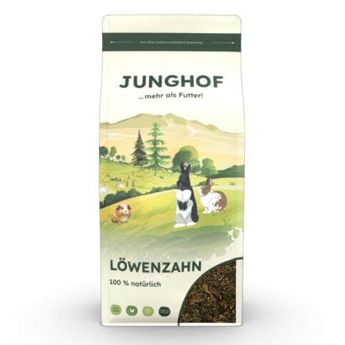 Junghof Löwenzahn | 300 g | Einzelfuttermittel für Nager | Kann zur Unterstützung des Wohlbefindens beitragen | Getrockneter Löwenzahn als Zugabe zur täglichen Fütterung von Junghof