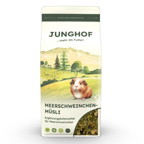 Junghof Meerschweinchenmüsli | 500 g | Ergänzungsfuttermittel für Nager | Für eine artgerechte Fütterung | Ohne Soja, ohne Farbstoffe, ohne Pellets | Reich an Rohfaser von Junghof