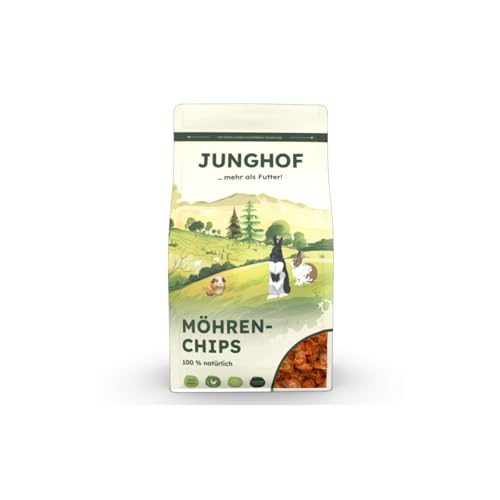 Junghof Möhrenchips | 350 g | 100% natürliche Ergänzung zur Ernährung von Nagern und Kleintieren | Enthalten eine hohe Konzentration an Vitalstoffen | Als Beigabe zum Hauptfutter von Junghof