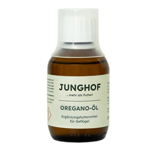 Junghof Oregano Öl | 125 ml | 100% natürliches Ergänzungsfuttermittel für Geflügel | Zur Unterstützung von Küken ab dem 1. Lebenstag | Für die kalte Jahreszeit besonders geeignet von Junghof