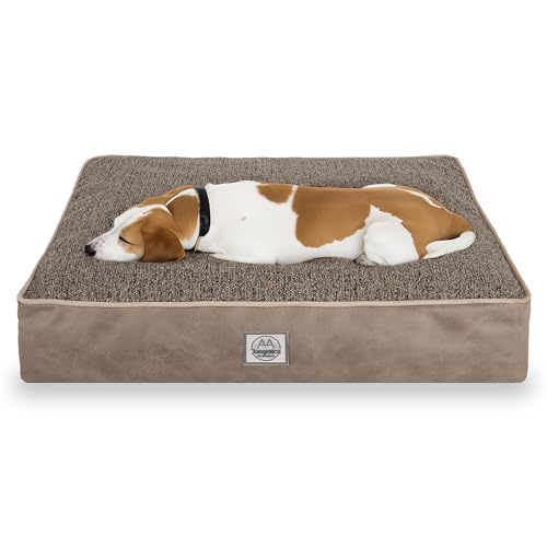 Hundebett aus Memory-Schaum für extra große Hunde, wasserdichte Hundebett-Matte mit abnehmbarem, waschbarem Bezug, wasserdichtem Futter und rutschfester Unterseite, Beige von Jungolica Pet Products