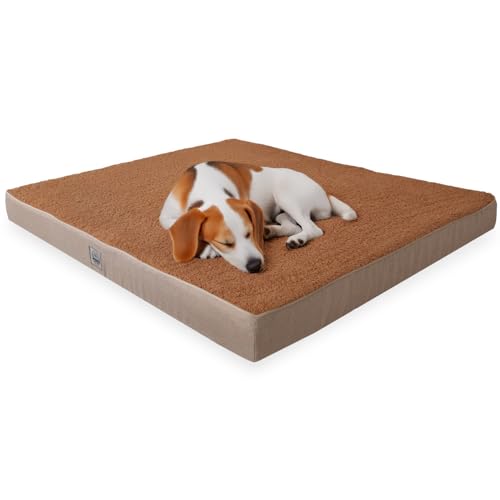 Jungolica Pet Products, Braun&Beige-Medium - Orthopädische Eierkisten-Schaumstoff-Katzen- und Hundebett, wasserdichter Innenbezug, abnehmbarer waschbarer Bezug mit Reißverschluss, rutschfest, gewebter von Jungolica Pet Products