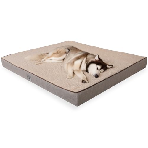 Jungolica Pet Products, Ecru&Beige-Large-Orthopädische Eierkisten-Schaumstoff-Katzen- & Hundebett, wasserdichter Innenbezug, abnehmbarer waschbarer Bezug mit Reißverschluss, rutschfester und gewebter von Jungolica Pet Products