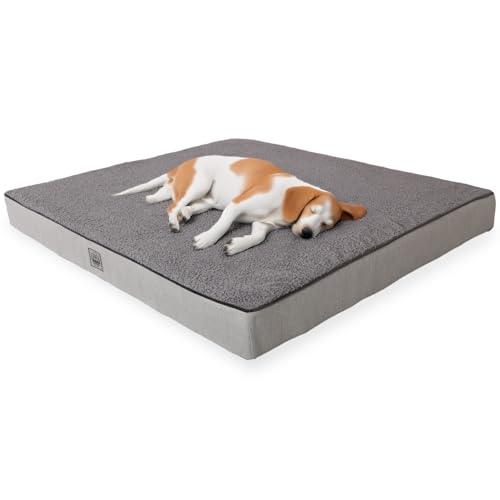 Jungolica Pet Products, Grey&Light Grey-Large-Orthopädische Eierkisten-Schaumstoff-Katzen- & Hundebett, wasserdichter Innenbezug, abnehmbarer waschbarer Bezug mit Reißverschluss, rutschfest, gewebter von Jungolica Pet Products