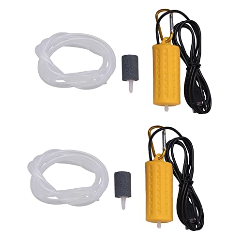 Junguluy 2 x USB-Mini-Belüftungspumpe, Luftpumpe, Aquarium-Belüfter, ultra-leise, Mini-Fischtank, zum Angeln, Sauerstoffpumpe, Gelb von Junguluy