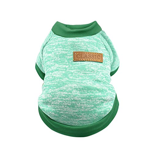 Junhasgood Haustier-Hundewelpen-klassischer Pullover-Fleece-Pullover-Kleidung-Warmer Pullover-Winter Pullover Für Französische Bulldoggen (Green, XXL) von Junhasgood