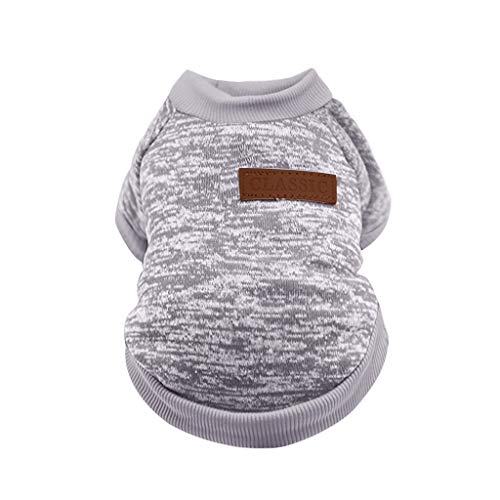 Haustier-Hundewelpen-klassischer Pullover-Fleece-Pullover-Kleidung-Warmer Pullover-Winter Pullover Für Französische Bulldoggen (Grey, XS) von Junhasgood