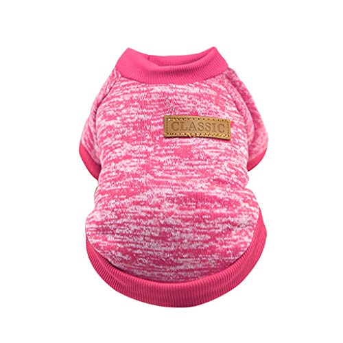 Haustier-Hundewelpen-klassischer Pullover-Fleece-Pullover-Kleidung-Warmer Pullover-Winter Pullover Für Französische Bulldoggen (Hot Pink, M) von Junhasgood