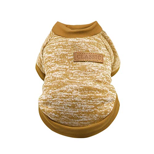 Haustier-Hundewelpen-klassischer Pullover-Fleece-Pullover-Kleidung-Warmer Pullover-Winter Pullover Für Französische Bulldoggen (Khaki, S) von Junhasgood