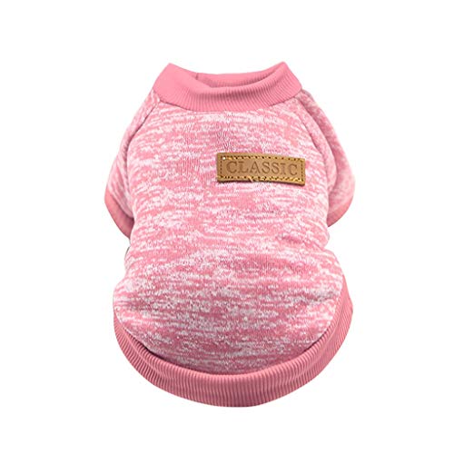 Haustier-Hundewelpen-klassischer Pullover-Fleece-Pullover-Kleidung-Warmer Pullover-Winter Pullover Für Französische Bulldoggen (Pink, L) von Junhasgood