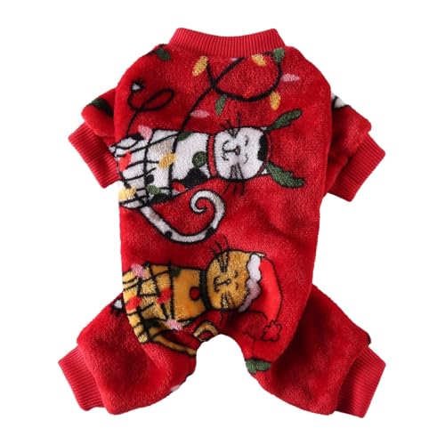 Junhasgood Katzen Kleidung Für Katzen Haustierkleidung, Pyjama, Plüsch-Haustierkleidung, Herbst-Hundepyjama, Bademantel Wasserabweisender Hundemantel (Red, M) von Junhasgood