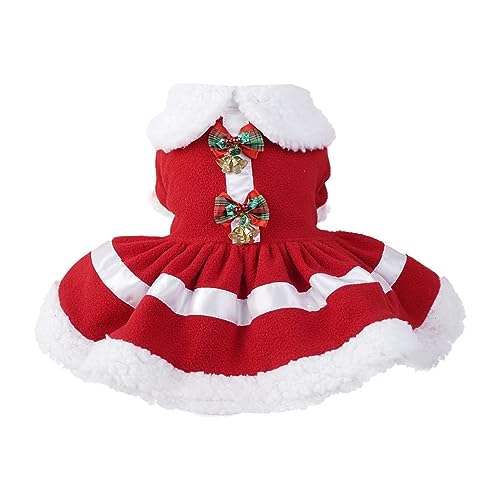 Junhasgood Katzen Kleidung Sinnvoll Weihnachtsmann, rote Glocke, Dickes Puppenkragenkleid Hundegeschirrmantel (Red, XL) von Junhasgood