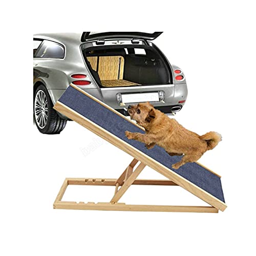 Hundeautorampe Hunderampe Treppen Stufen Haustierwelpe Hundetreppe mit rutschfester Sicherheitsteppich Auto Hundeleiter 4stufig verstellbar Haustiere zusammenklappbares tragbares aus Holz L100cmxB40cm von Jupitor