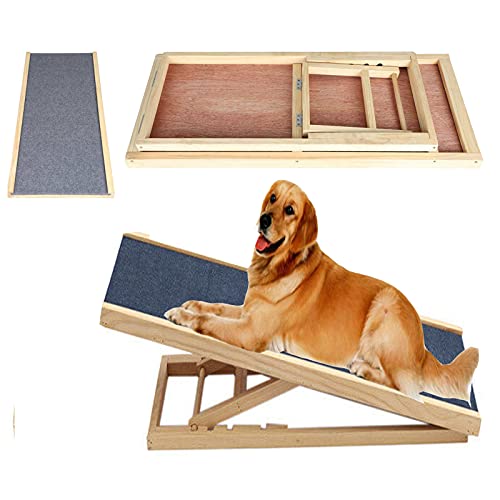 Hunderampe Auto Klappbar Hundetreppe für Kleine Hunde Bett Katzen Rampe Holz Sofa Katzenleiter Katzentreppe Hundeautorampe Kofferraumrampe für Haustiere Bett, 2 stufig verstellbar 70cm x 35cm von Jupitor