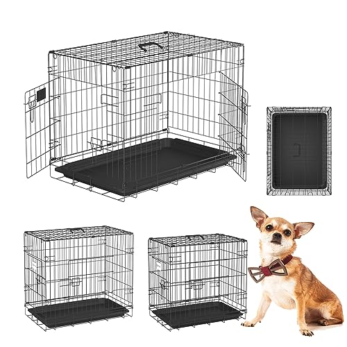 Transportbox Hund Hundebox Faltbar Hundekäfig Hundetransportbox 75.5x45.5x52.5cm Faltbare Hundebox mit 2 Türen Transportkäfig Auto Hundebox Große Hunde mit Bodenschale Drahtkäfig Hundetransportkäfig von Jupitor