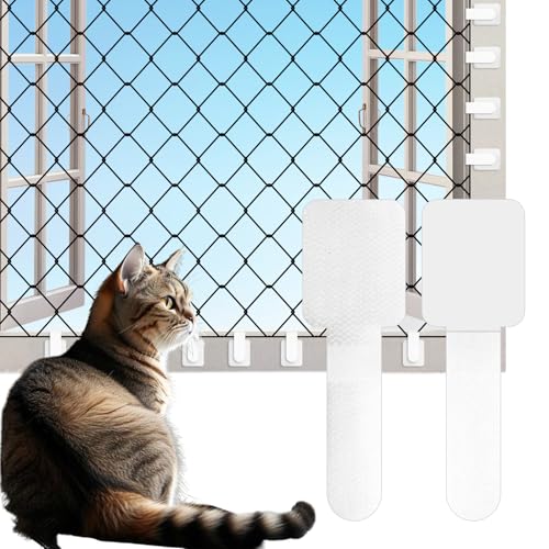 JurciCat 100 Stück katzennetz für Balkon Ohne Bohren Outdoor Adhesive Hooks Fixierung für Balkonnetz für Katzen Katzennetz Befestigung (Ohne Katze Netz) von JurciCat