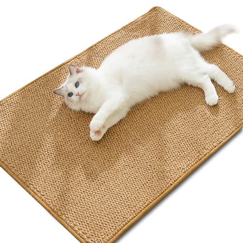 JurciCat Kratzmatte Katze Sisal Teppich Katzen Kratzbrett Wand Kratzteppich Katze für Wand und Ecke Katzenkratzer für Innenkatzen Braun (40x60cm) von JurciCat