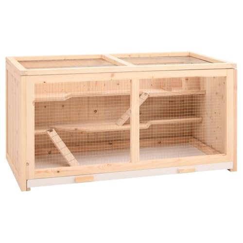 Juroupi Hamsterkäfig 104x52x54cm Massivholz Tanne Hamsterkäfig ausreichend Platz für Kleintier-172380 von Juroupi