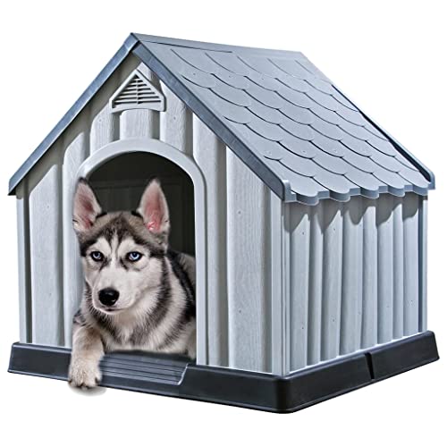 Juroupi Hundehütte, grau, 92 x 87 x 91 cm, Kunststoff, Hundehütte, Hundehütte, Hundehütte, Hundehütte, Outdoor/Indoor-337894 von Juroupi