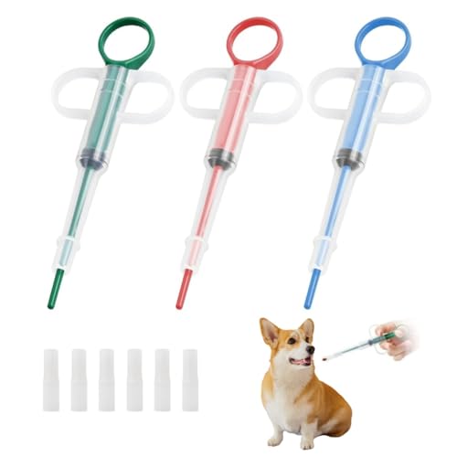 Jushion 3 Stück Tablette Feeder,Tabletteneingeber,Haustier Medikamenten Feeder, Medikamenten-Feeder Pet Pusher Spritze Pillenspender, geeignet für Katzen und kleine Hunde von Jushion