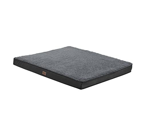 Juskys Hundebett Milow orthopädisch 76x51cm - flauschig & stabil - Bezug abnehmbar & waschbar - Hundekissen Hundematte für kleine Hunde - Grau von Juskys