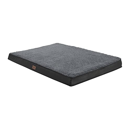 Juskys Hundebett Milow orthopädisch 92x69cm - flauschig & stabil - Bezug abnehmbar & waschbar - Hundekissen Hundematte für mittlere Hunde - Grau von Juskys