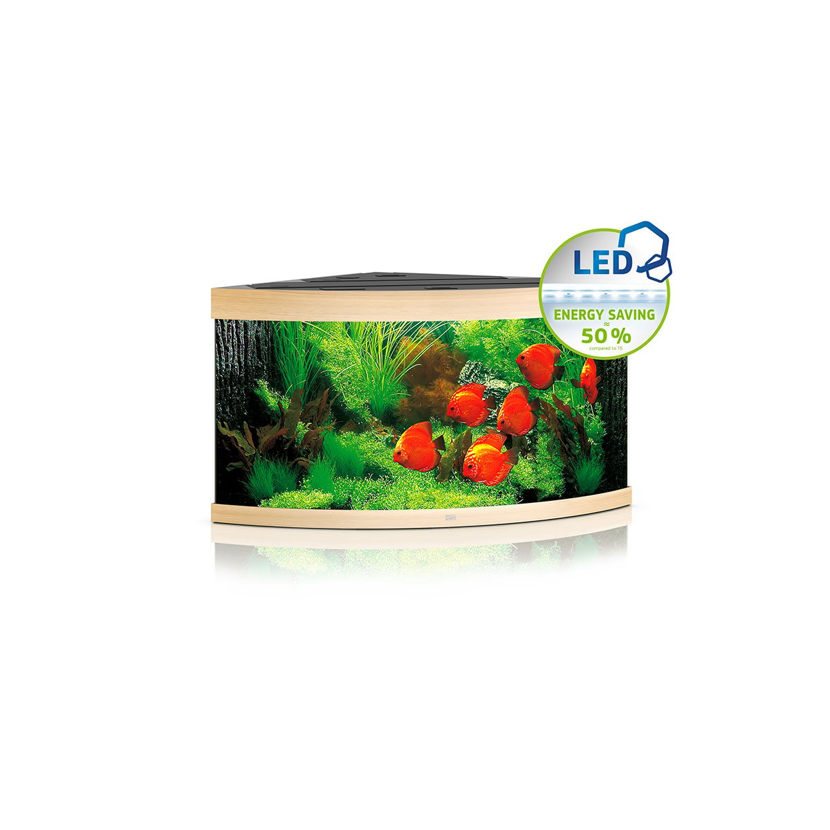 Juwel Komplett Eck-Aquarium Trigon 350 LED ohne Unterschrank helles holz von Juwel