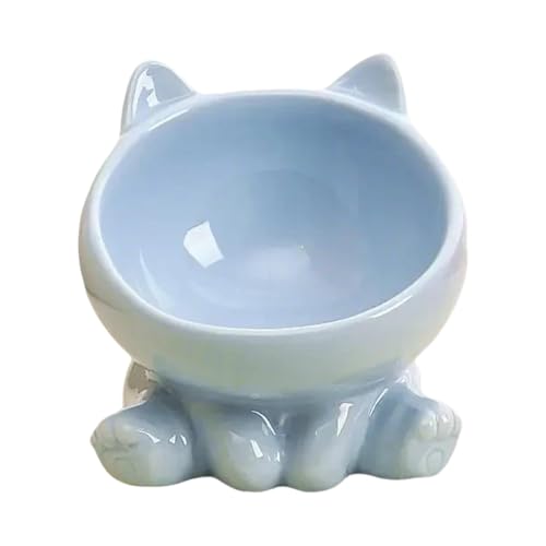 Cat Bowl, Ceramic Elevated Cat Feeder, Raised Cat Dish, Whisker Friendly, Slanted Cat Dish, Anti-Vomiting Tilted Cat Bowl, Neck Protection for Protect Spine, Pet Feeding Accessories von Jvjggag