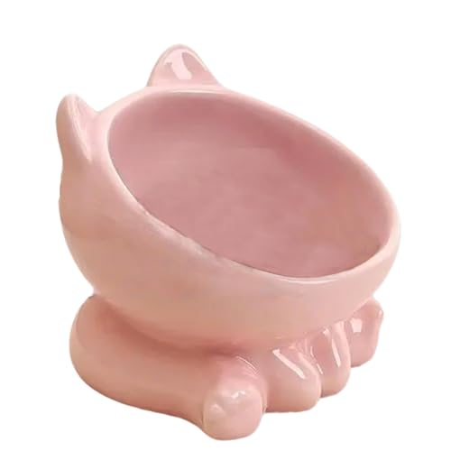 Cat Bowl, Ceramic Elevated Cat Feeder, Raised Cat Dish, Whisker Friendly, Slanted Cat Dish, Anti-Vomiting Tilted Cat Bowl, Neck Protection for Protect Spine, Pet Feeding Accessories von Jvjggag