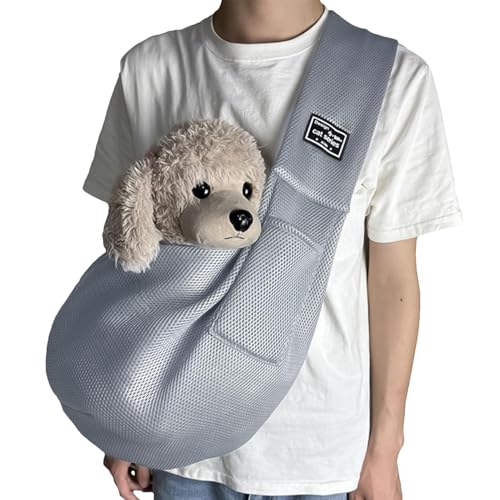 Hundetransporter | Hundetransportboxen für kleine Hunde | Hundetragetasche | Welpentrage | Atmungsaktive Haustier-Tragetasche, Polyester-Tragetaschen für Haustiere, graue Tragetasche, 75 x 65 x 3 cm, von Jvjggag