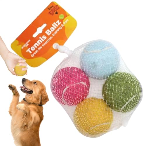 Jvjggag Dog Toy Balls, Dog Balls Teething Toys, Pet Ball for Dogs, 4X Dog Fetch Ball, Tennis Balls for Dogs, Squeaky Dog Ball, Puppy Chew Toys, Interactive Dog Toys, Dog Training Toys, Exercise Balls von Jvjggag