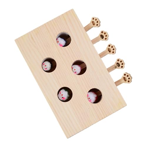 Jvjggag Interactive Cat Toy, Cat Hunting Toy, Cat Training Toy, Indoor Pet Entertainment, Wooden Whack Mole Box for Indoor Cats, 13.19x10.24x3.94 Inches for Physical Exercise and Entertainment von Jvjggag