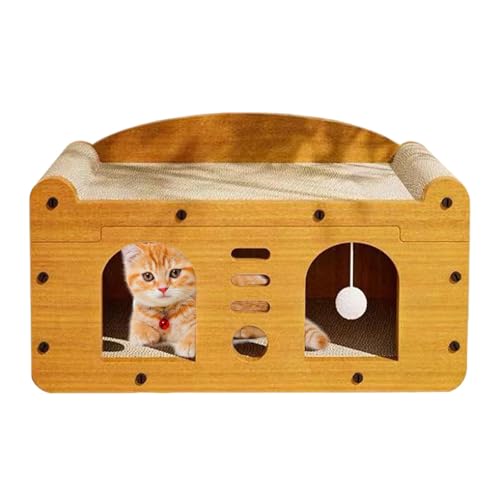 Katzenhaus Karton Bett Kratzbaum Groß Katze Kratzspielzeug Verschleißfest Kätzchen Kratzbett Katze Design Krallenschleifer für Übung Spielen Spielzeug von Jvjggag