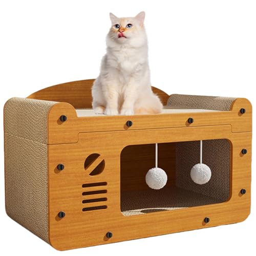 Katzenkratzbrett, Kätzchen-Kratzbett, interaktives Katzenspielzeug, Indoor-Katzenkratzer, interaktives Katzenkratzbrett und Bett für Indoor-Katzen, Krallenschleifen und Training, 55 x 29 x 29 cm von Jvjggag