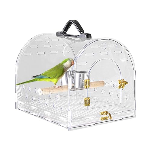 Kleine Vogelträger, Reisevogelkäfig, kleine Haustierreisetasche, transparenter Acrylkäfig mit PVC-Griff, Papageienträger mit Belüftung, multifunktionale Outdoor-Käfige für Pfingstrosen, von Jvjggag