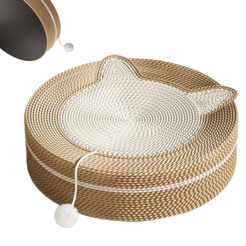 Sisal Katzenkratzbrett | Runder Sisalkratzer | Interaktives Katzenspielzeug | Kratzmatte für Katzen für Esszimmer, Balkon, Schlafzimmer, Unser Katzenfreund Stunden am Ende mit 15,75 x 15,75 x 3,94 von Jvjggag