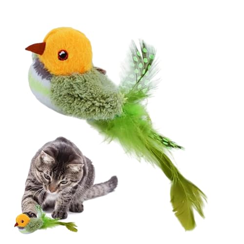 Zwitschernde Vögel für Katzen, Flapping Chirping Bird Cat Toys, Realistisches Flying Bird Toy Indoor Katzen Spielzeug Interaktives Katzenspielzeug Waschbar Vogel Spielzeug Zwitschern Vogel Spielzeug von Jvjggag