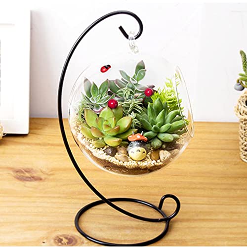 2er-Pack 4,7-Zoll-Hängepflanzen Glas-Terrariumbehälter Luftpflanzenhalter Hängende Glasvase mit Rahmen Sukkulenten Kugelform Hausgarten-Dekoration von Jwthee