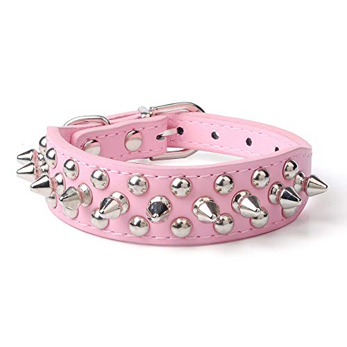 Jxinrong verstellbares Halsband aus PU-Leder für Katzen, Welpen und Hunde, L(14.2"-18" Neck), rose von Jxinrong