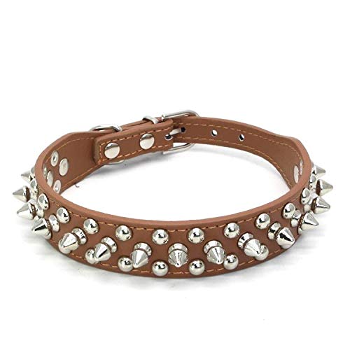 Jxinrong verstellbares Halsband aus PU-Leder für Katzen, Welpen und Hunde, S(10.6"-13" Neck), braun von Jxinrong