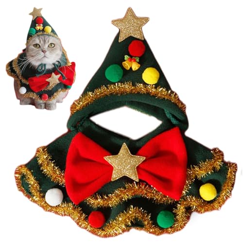 Cat Christmas Scarf with Bow and Ball Design, Puppy Scarf with Hat, Pet Christmas Costume for Small Dogs and Cats, Holiday Dog Clothes for Cats, Fun and Festive Pet Scarf for Christmas Parties von Jyxuyy