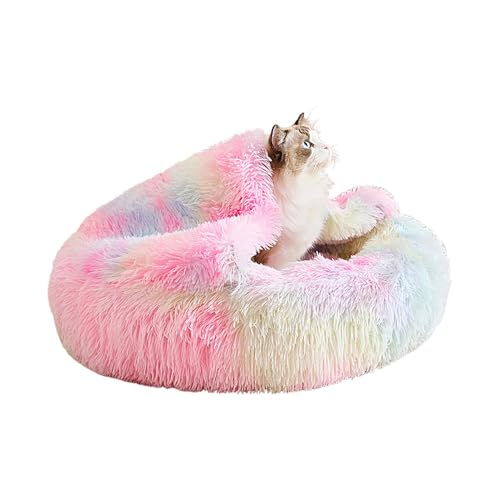 Dog Bed, Donut Dog Bed, Foam Dog Bed, Rainbow Cat Bed Burrow Dog Bed, Nest Dog Bed,Rainbow Cozy Cave Dog Bed, Round Dog Bed, Easy to Use and Clean, Pet Furniture for Dog, Cat von Jyxuyy