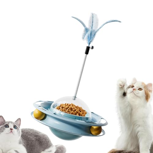 Jyxuyy Cat Feather Toy, Interactive Windmill Cat Toys, 4-in-1 Interactive Kitten Treat Dispenser Toy, Slow Food Dispenser Kitten Toys with Ball for Indoor, Outdoor Cats Kitten von Jyxuyy