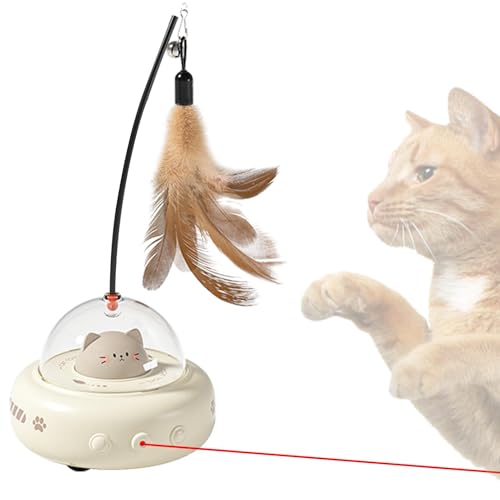 Jyxuyy Electric Interactive Cat Toy | Engaging Cat Toys with Feather for Endless Fun | Rechargeable Cat Teaser Wand with Electric Sensing Features for Chasing and Hunting Playtime von Jyxuyy