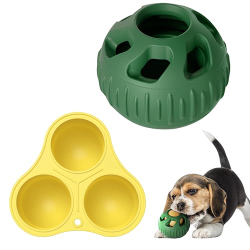 Jyxuyy Hund Slow Feeder Ball, Hund Puzzle Ball, Hund Puzzle Leckerli Spender Ball, Anti-Choke Feeder Ball, 2 x Interaktives Hundeball Spielzeug, Einfach zu bedienen, Tragbar für Haustiere Hund Welpe von Jyxuyy