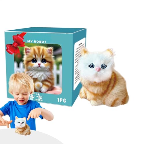 Jyxuyy Interaktives Katzenroboterspielzeug, Miauende Roboterkatze, Interaktiver Kinderroboter, Realistische Geräusche Und Bewegungsfunktionen, Batteriebetrieben, 8 X 6 X 8 cm, Für Kinderspielzeug von Jyxuyy