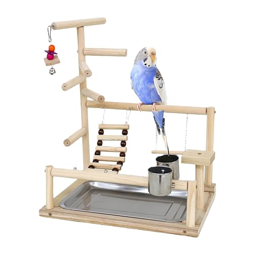 Parrot Perch Stand, Wood Perch Gym Playpen Ladder, Natural Wood Bird Toys, Parrot Playground Wood Perch, Adjustable Parrot Perch, Interactive Parrot Perch for Birds von Jyxuyy