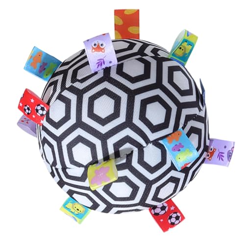 Weiches sensorisches Ballspielzeug, Plüsch-Sensorball - Plüsch-Multisensorspielzeug mit Rassel | Hochkontrastierende Farben, Feinmotorik-Spielzeug, Ribbon-Tag-Ball für Kinder im Alter von 0–12 Monaten von Jyxuyy