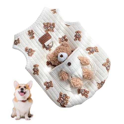 Winter-Hundekleidung, süße Hundemäntel - Winddichte Hundeweste, Mantel, Katzenjacke mit D-Ring | Haustierkleidung mit weichem Futter, niedliches Bären-Design, Baumwollmäntel für kleine mittelgroße Hun von Jyxuyy